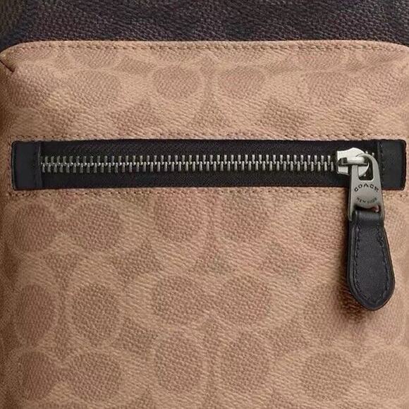 NWT Coach Men's West Pack In Blocked Signature Canvas CAB60 Walnut /Tan - Picture 8 of 9